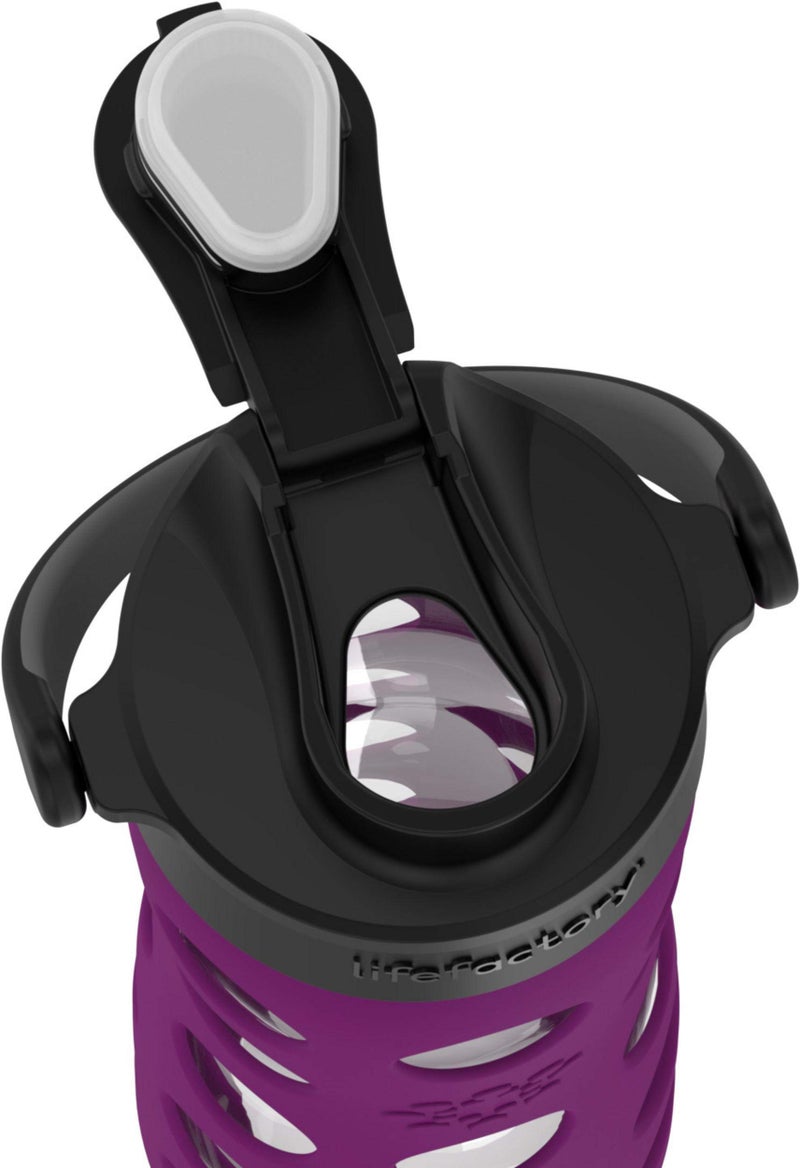 Lifefactory 16-Ounce Glass Water Bottle with Active Flip Cap and Protective Silicone Sleeve, Plum - Image 3